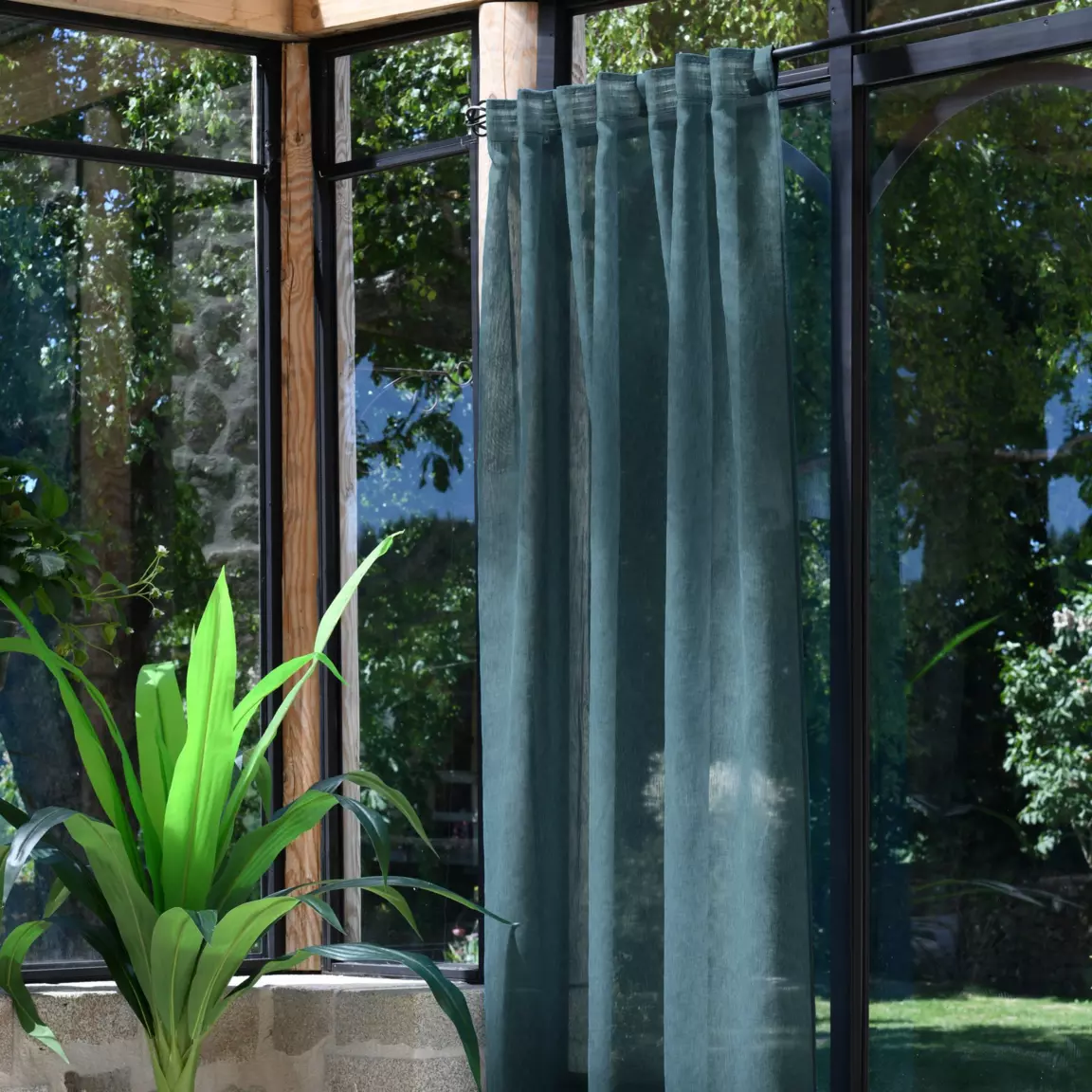 Voilage galon fronceur (140 x 260 cm) Derby Bleu canard