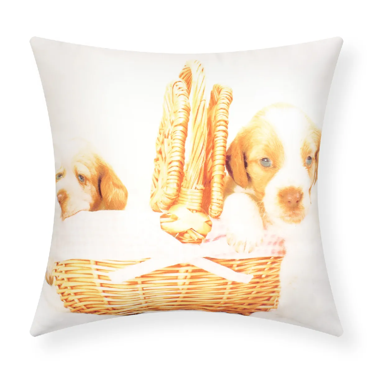 Lot de 2 Housses de Coussin AVIZAR - Motif Chiots