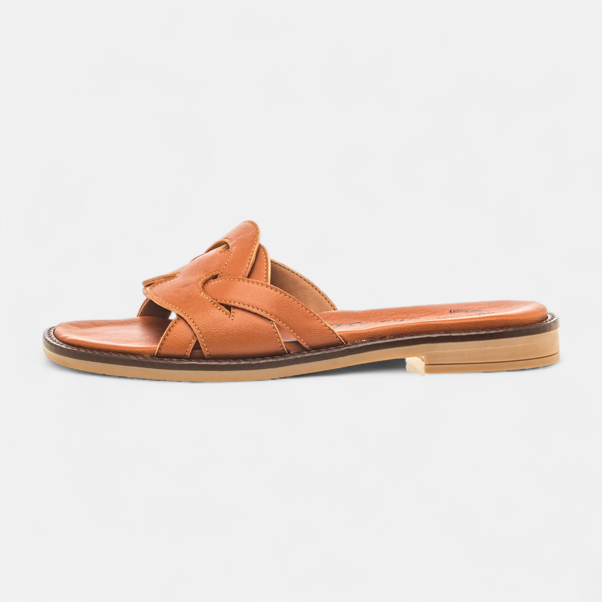 Mules Femme en cuir cognac
