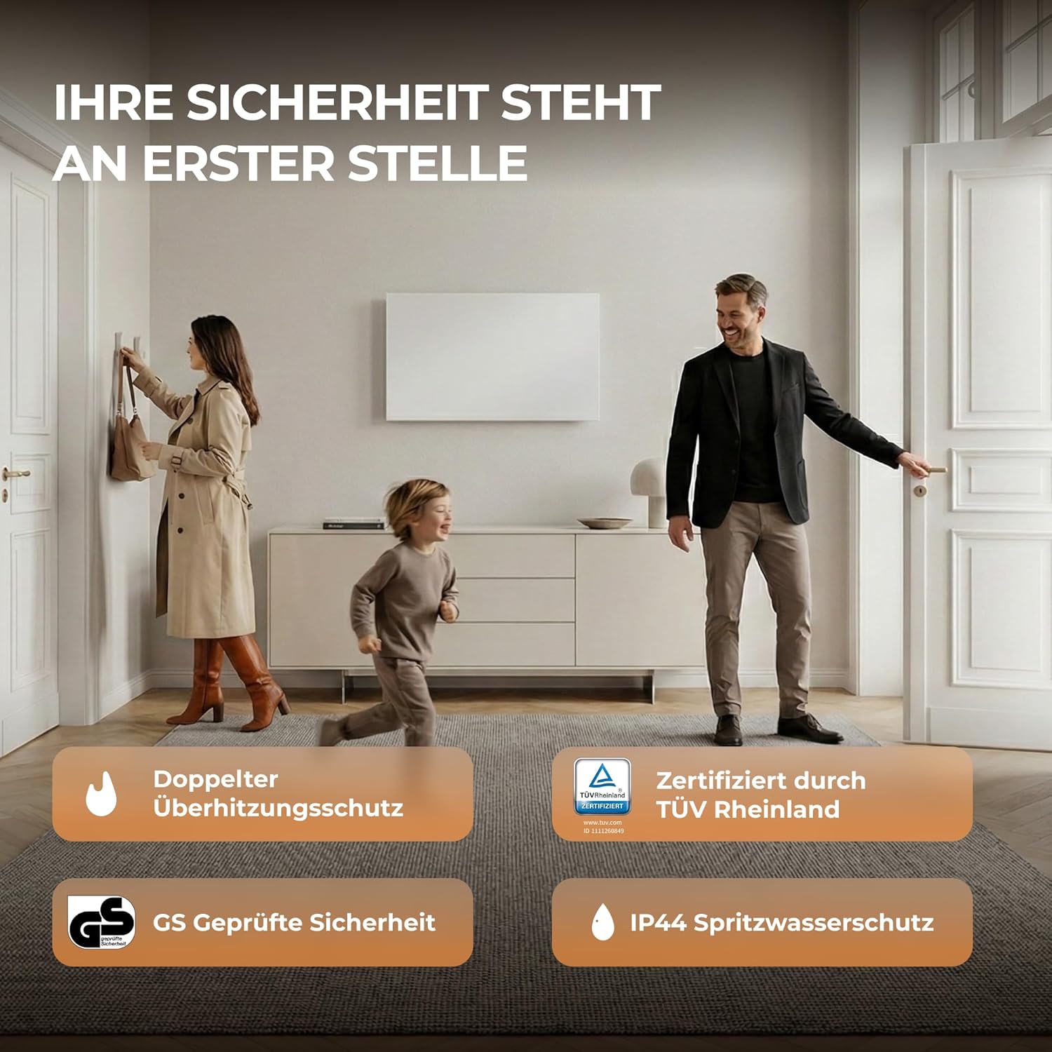 BR Bringer Infrarotheizung 800 Watt - mit Smart Thermostat und Fernbedienung - Infrarot Elektroheizung Energiesparend - TÜV & GS - Deutsche Qualitätsmarke (weiß)