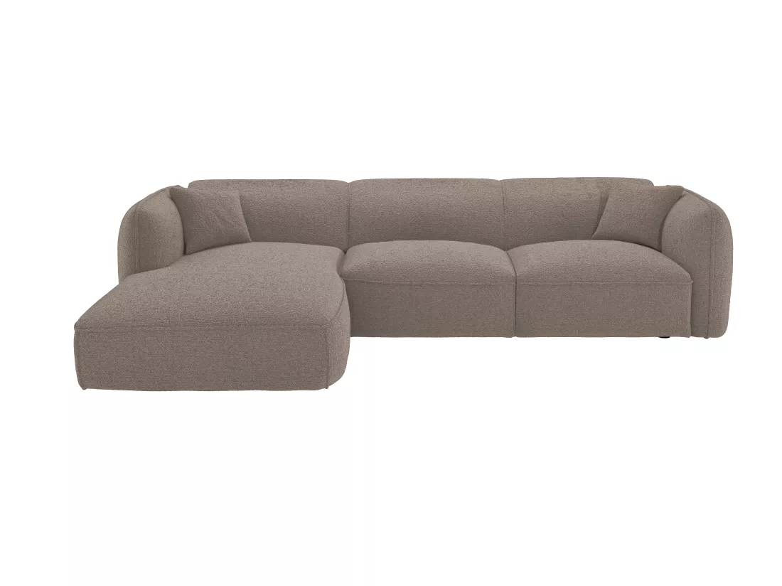 Canapé d'angle gauche en tissu taupe CAMILIO de Maison Céphy