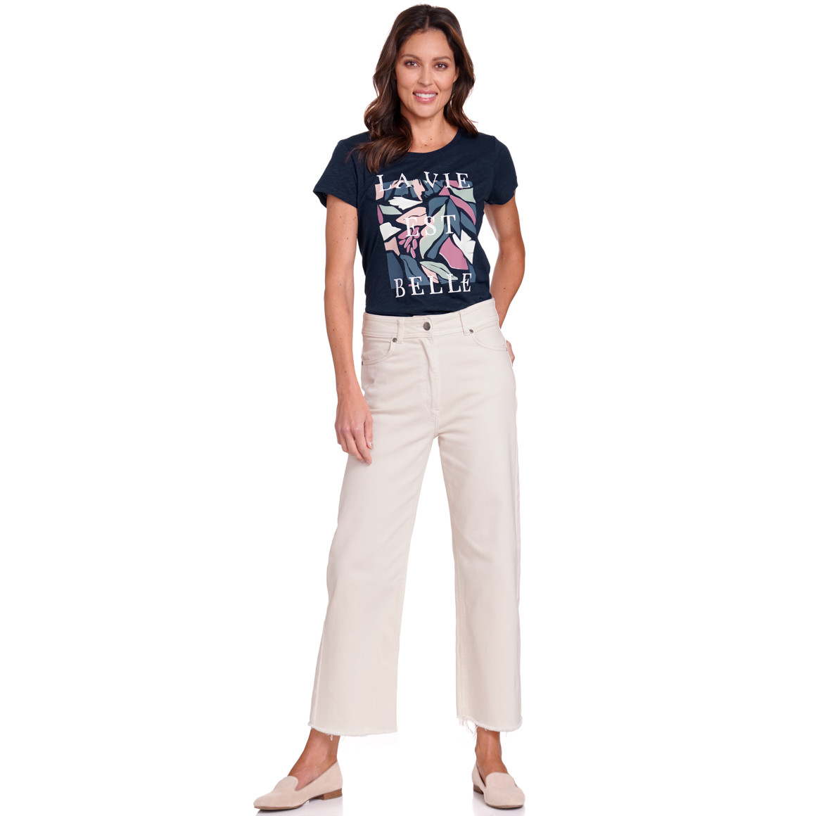 Gina Collection Damen T-Shirt mit Frontprint dunkelblau
