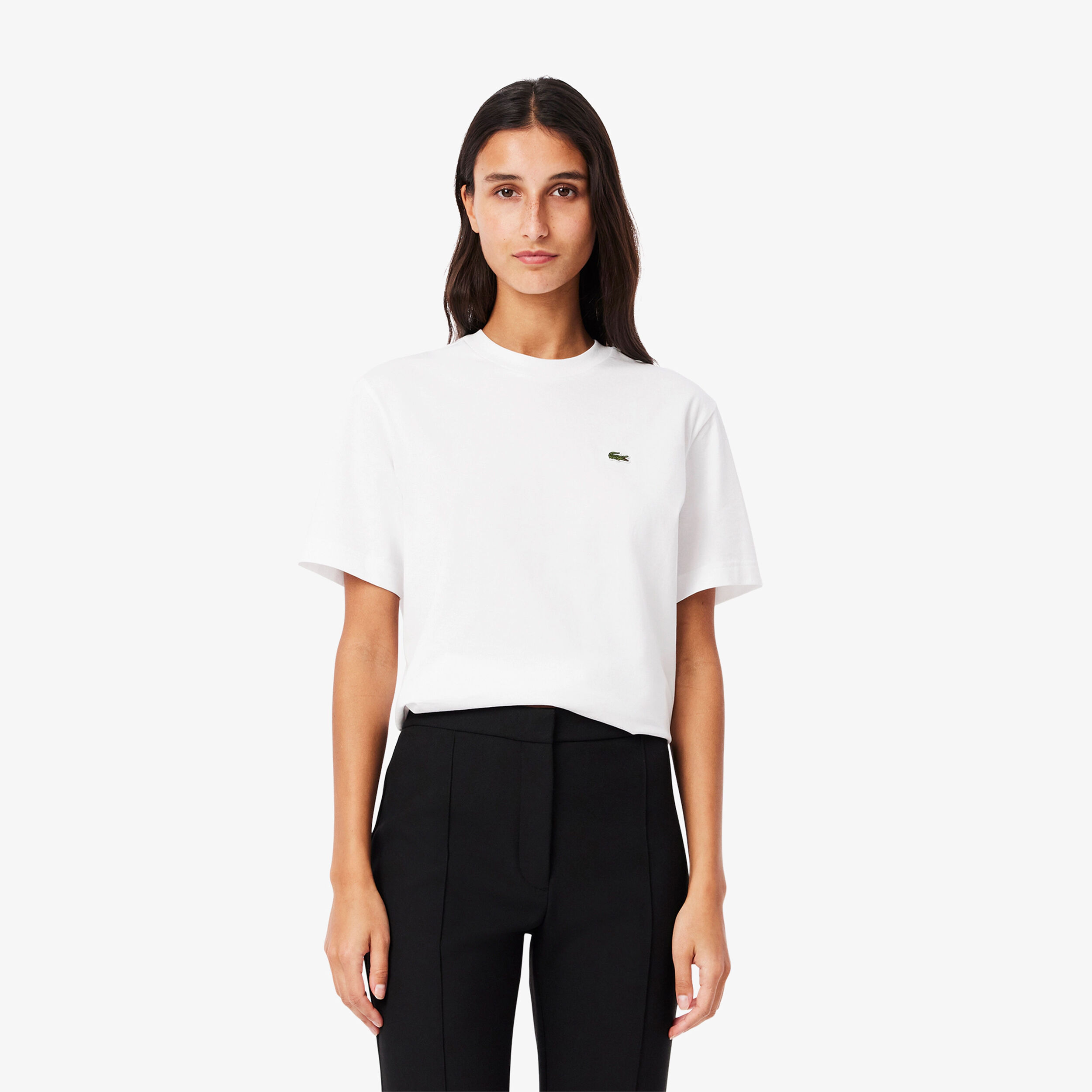 Lacoste Relaxed Fit Plain Soft T-shirt Femmes - Blanc