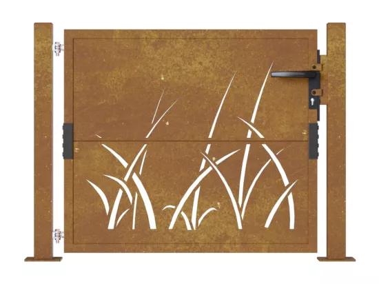 Portail de jardin 105x80 cm acier corten conception d'herbe