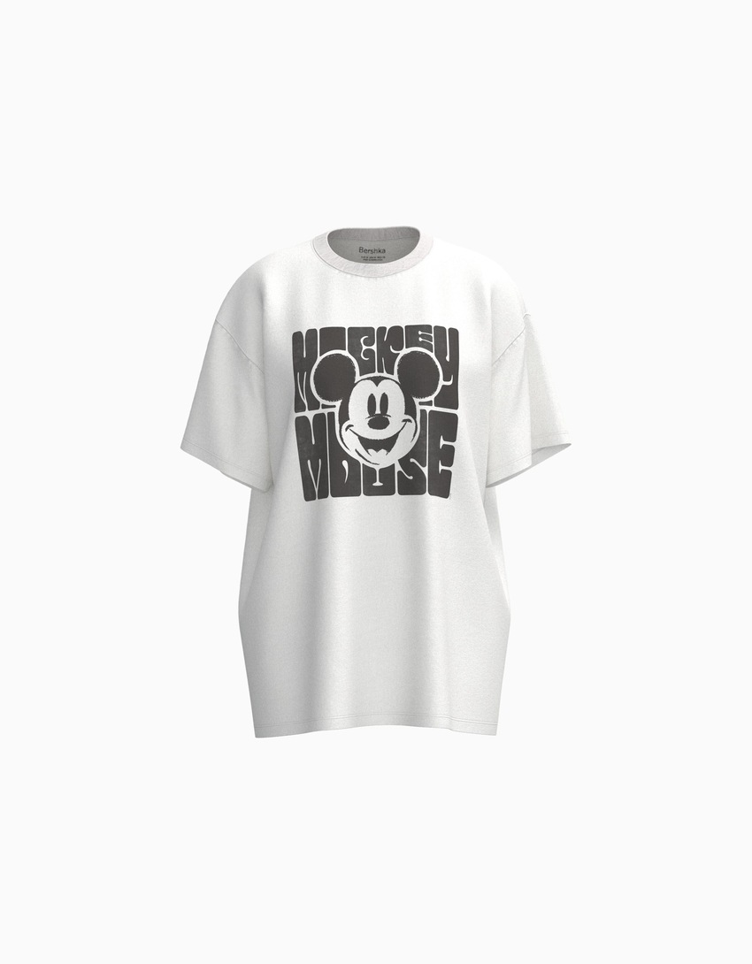 Camiseta de manga curta oversized com estampa do Mickey Mouse