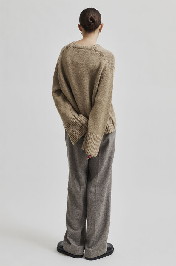 Second Female Cler Wool Knit O-Neck Laurel oak