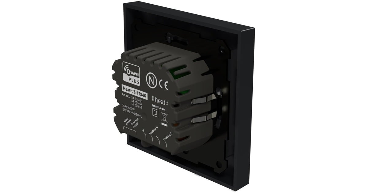 heat itZ-TRM6 thermostaat  (Zwart, 3600W, 16A, Z-Wave+)