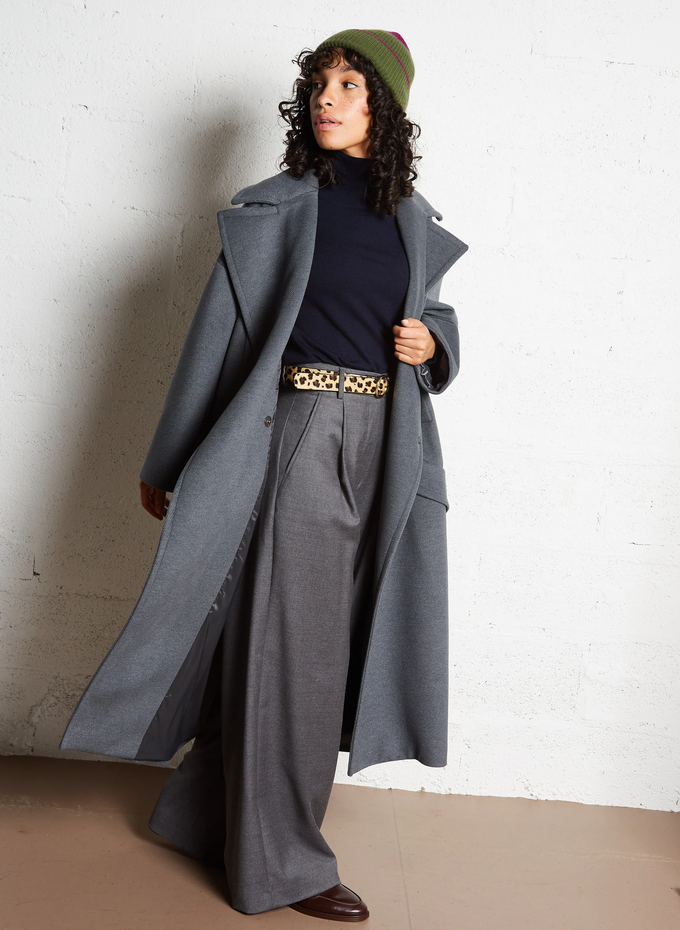 Manteau long ample| Gris
