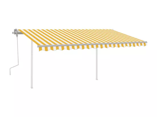Auvent manuel rétractable avec LED 4,5x3,5 m Jaune et blanc