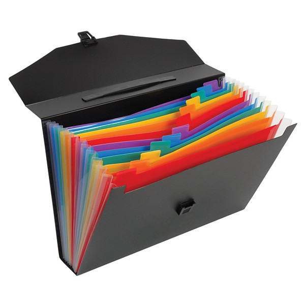 Viquel Trieur malette Rainbow Class en polypropylène - 12 compartiments A4 extensibles - Noir /Multicolores