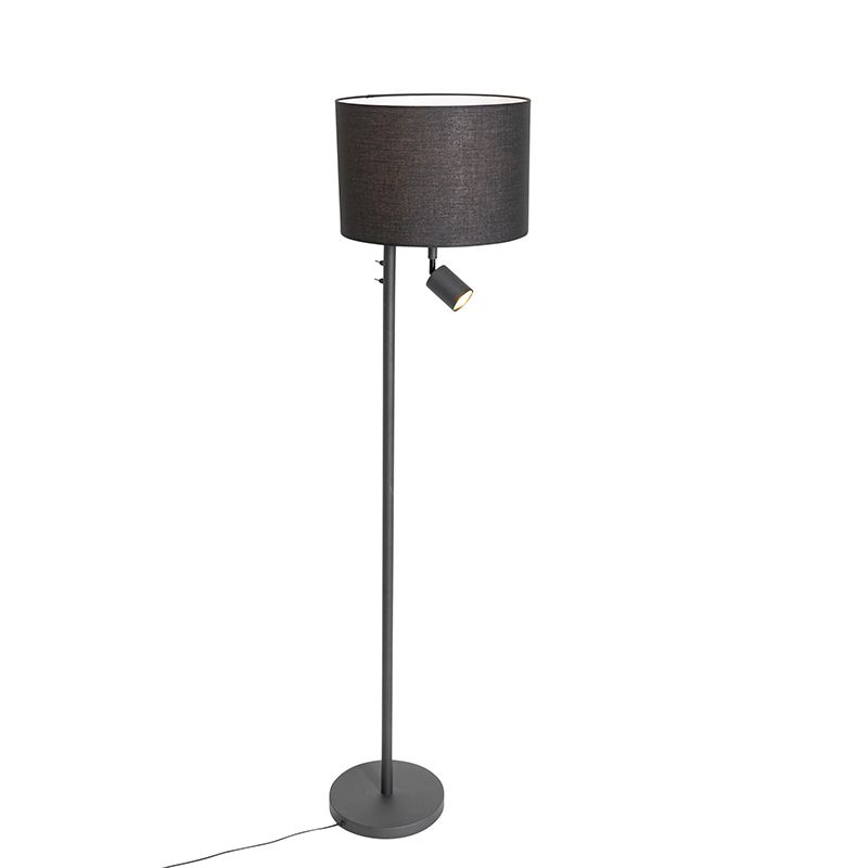 Vloerlamp zwart met witte binnenkant en leeslamp - Jelena