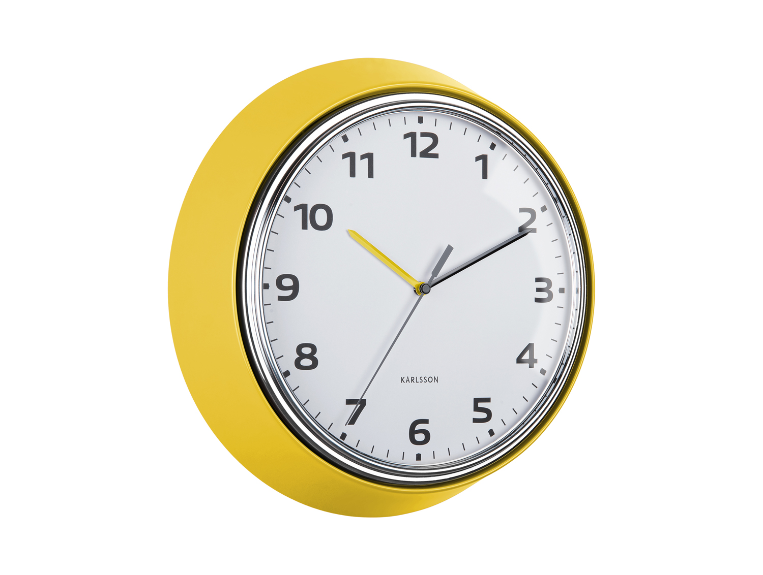 Wall clock Modern Retro bright yellow