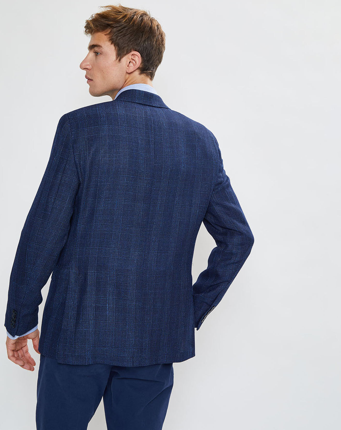 Hackett London Veste en Laine & Lin mélangés Light Prince de Galles bleu foncé
