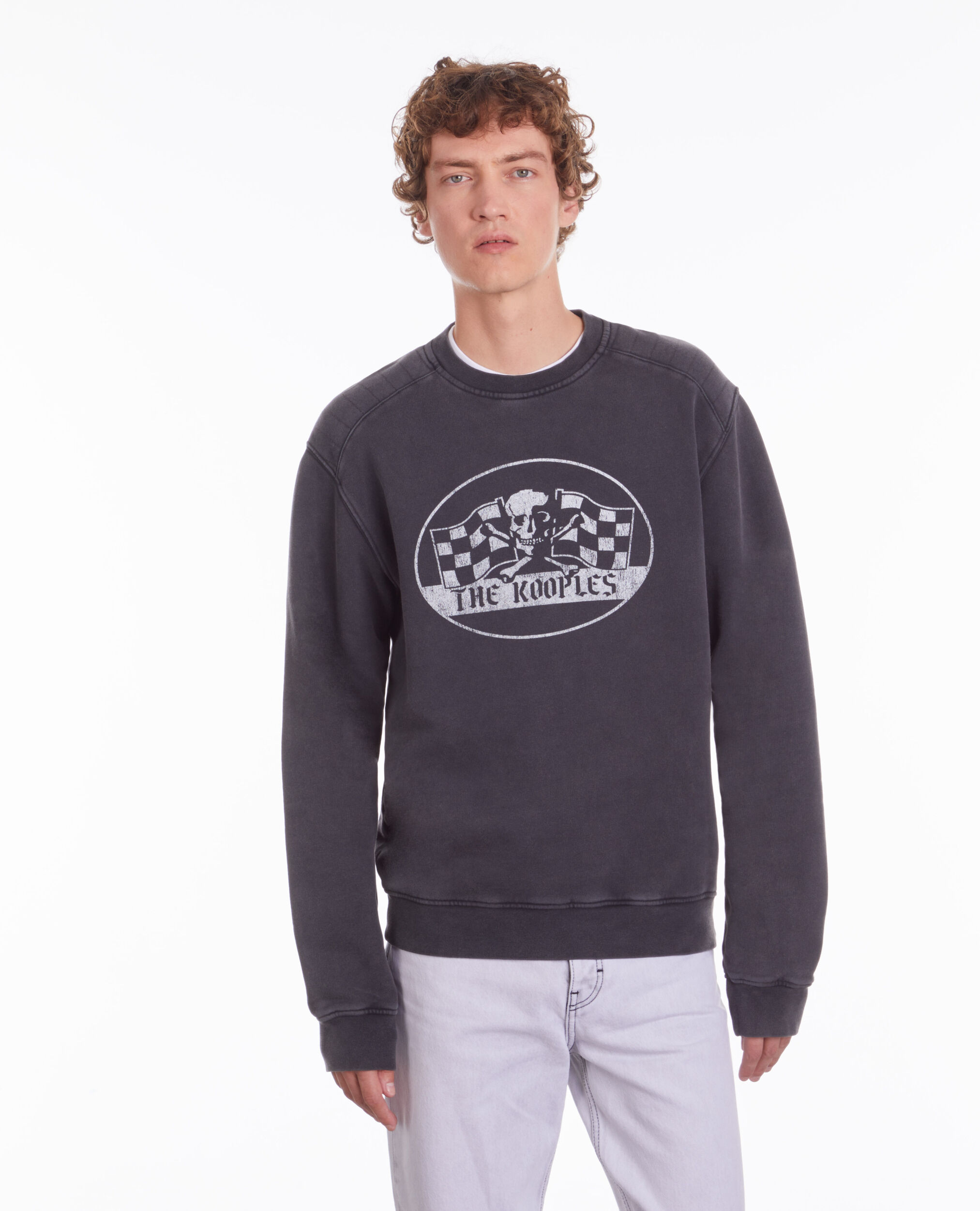Sweatshirt noir avec sérigraphie Racing skull