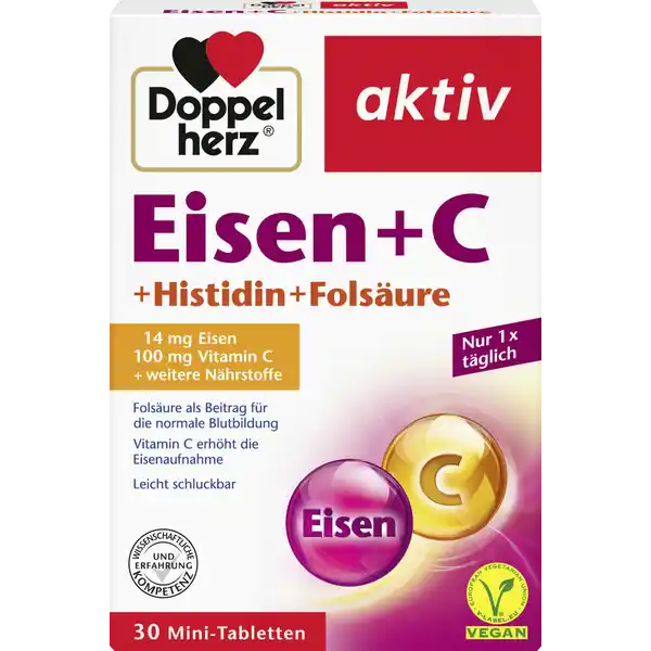 aktiv Eisen + C + Histidin + Folsäure Mini-Tabletten