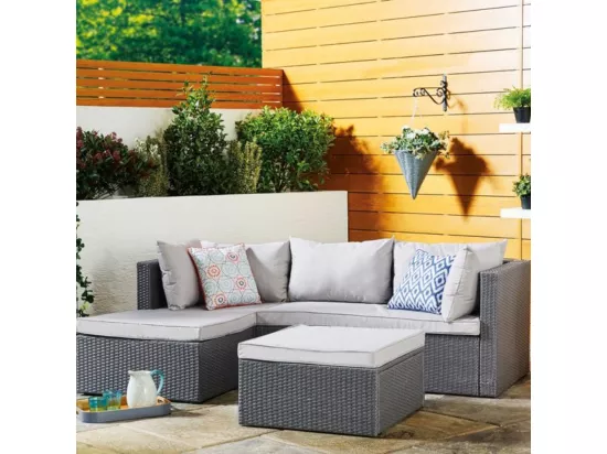 Salon de jardin en résine tressée 4 places gris/gris clair LECCI