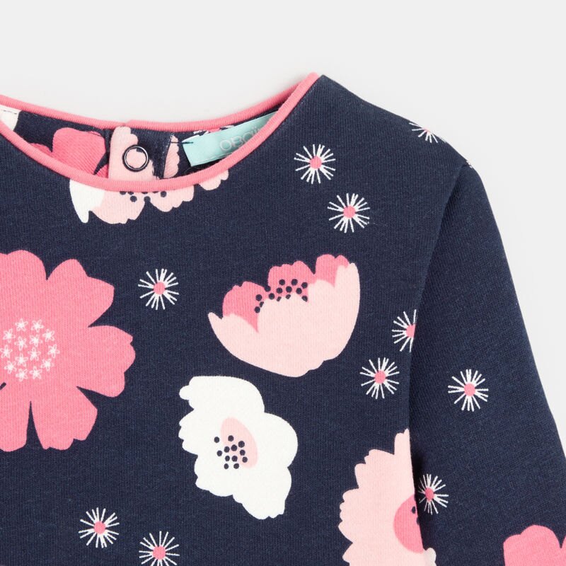 Sweat en molleton fleuri bleu bébé fille Bleu