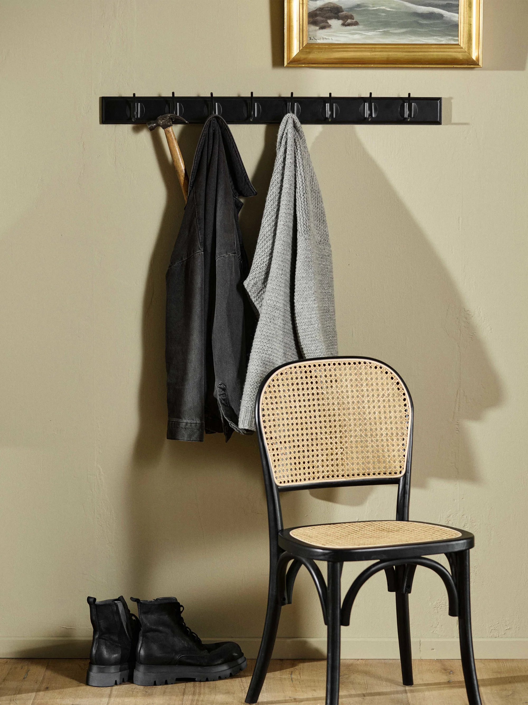 Handgemaakte houten XL wandrek Edgy