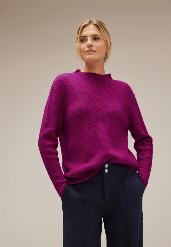 Pullover im Strickmix - magenta pink