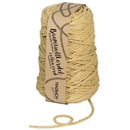 Halbach Baumwollkordel für Makramee, 5 mm , 80 m, 500g, Strohfarben