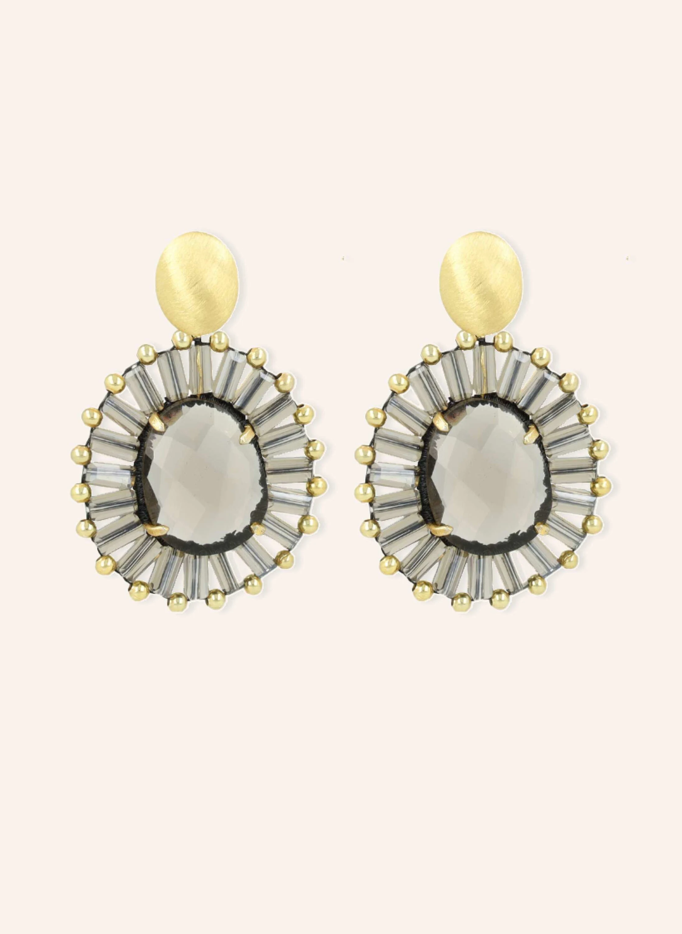 LOTT.gioielli Ohrhänger OVAL S TRANSPARENT BLACK & GOLD by GLAMBOU