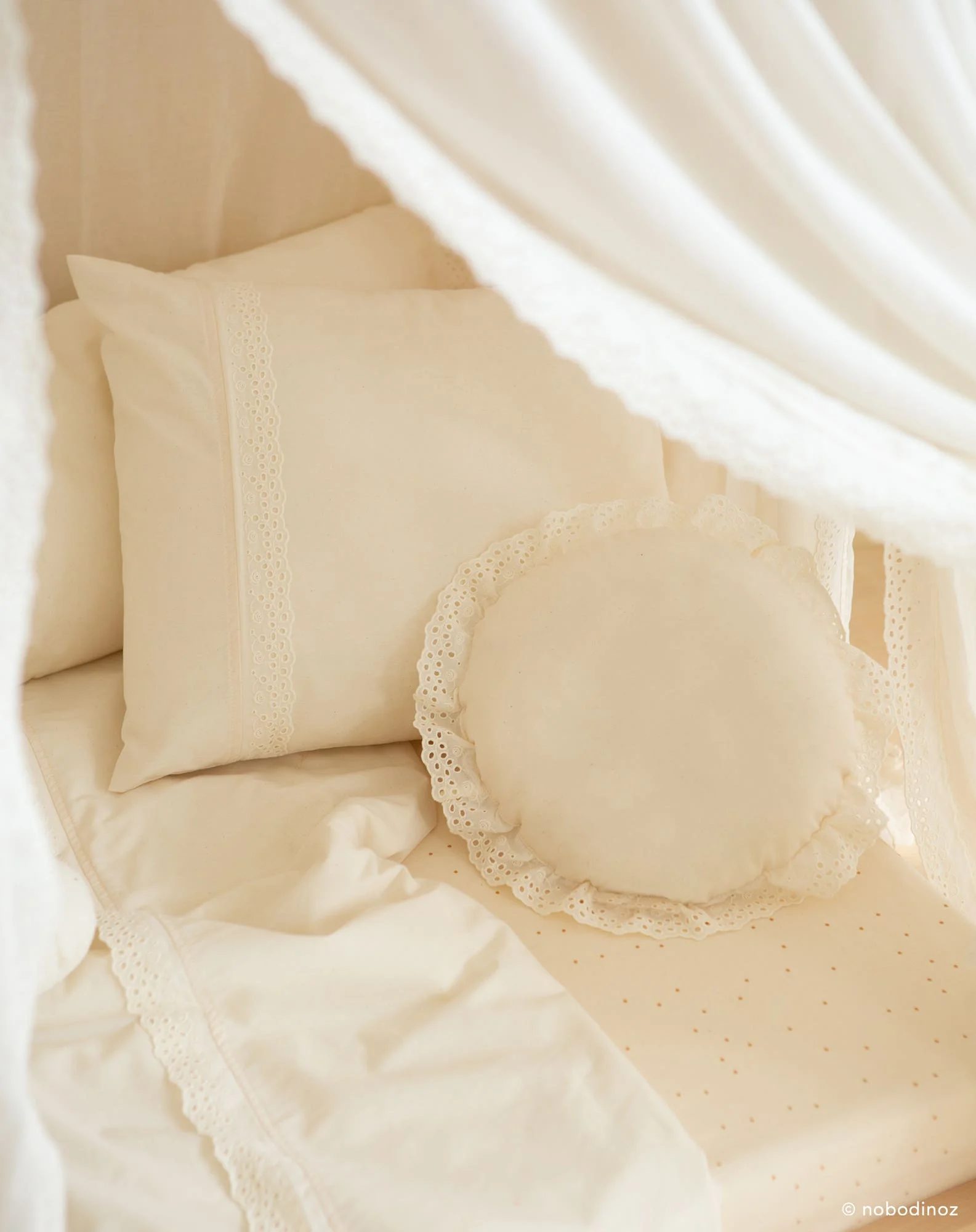 Housse de couette de berceau vera eyelet lace 100x150 | Blanc