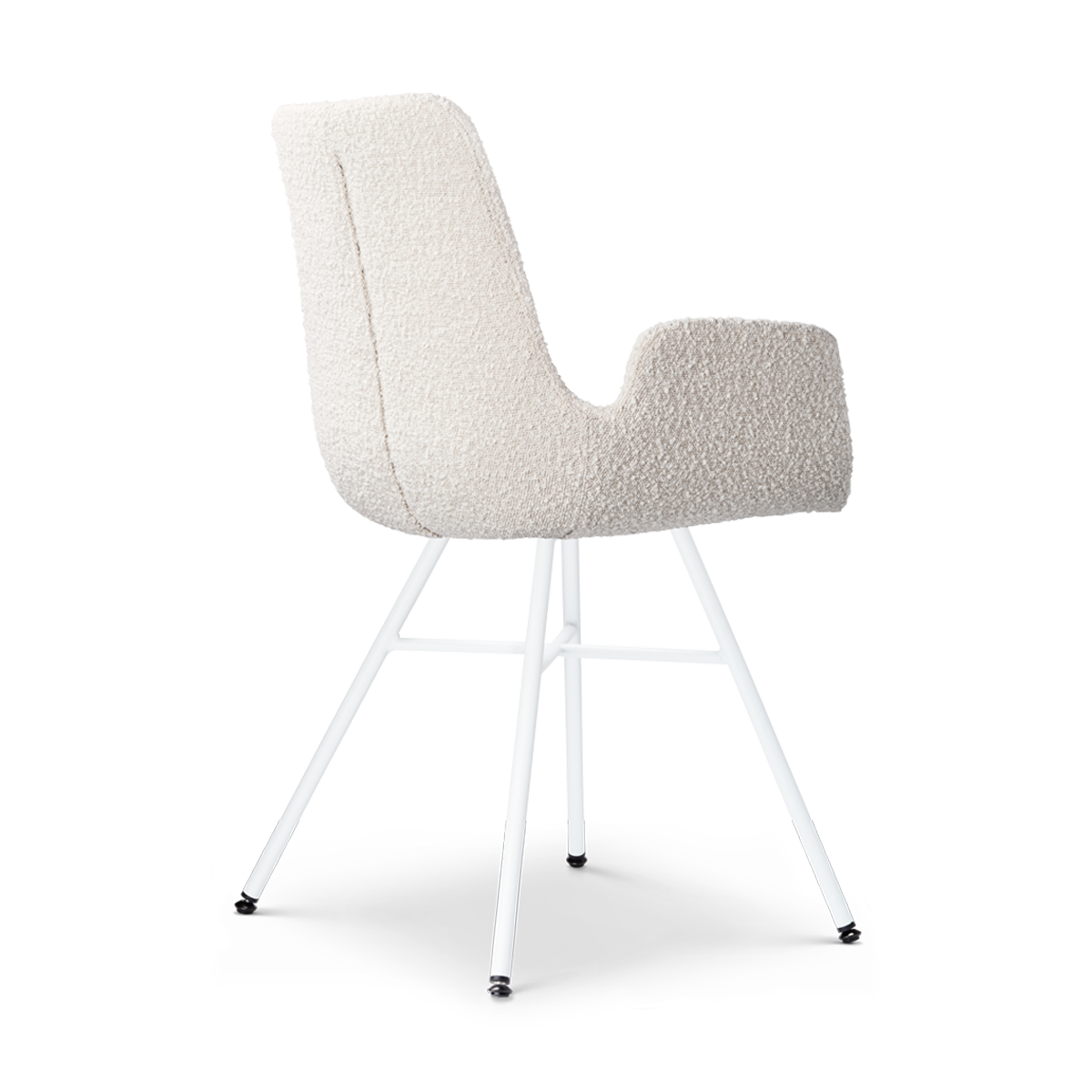 Eetkamerstoel Noa-Eef bouclé beige - wit onderstel