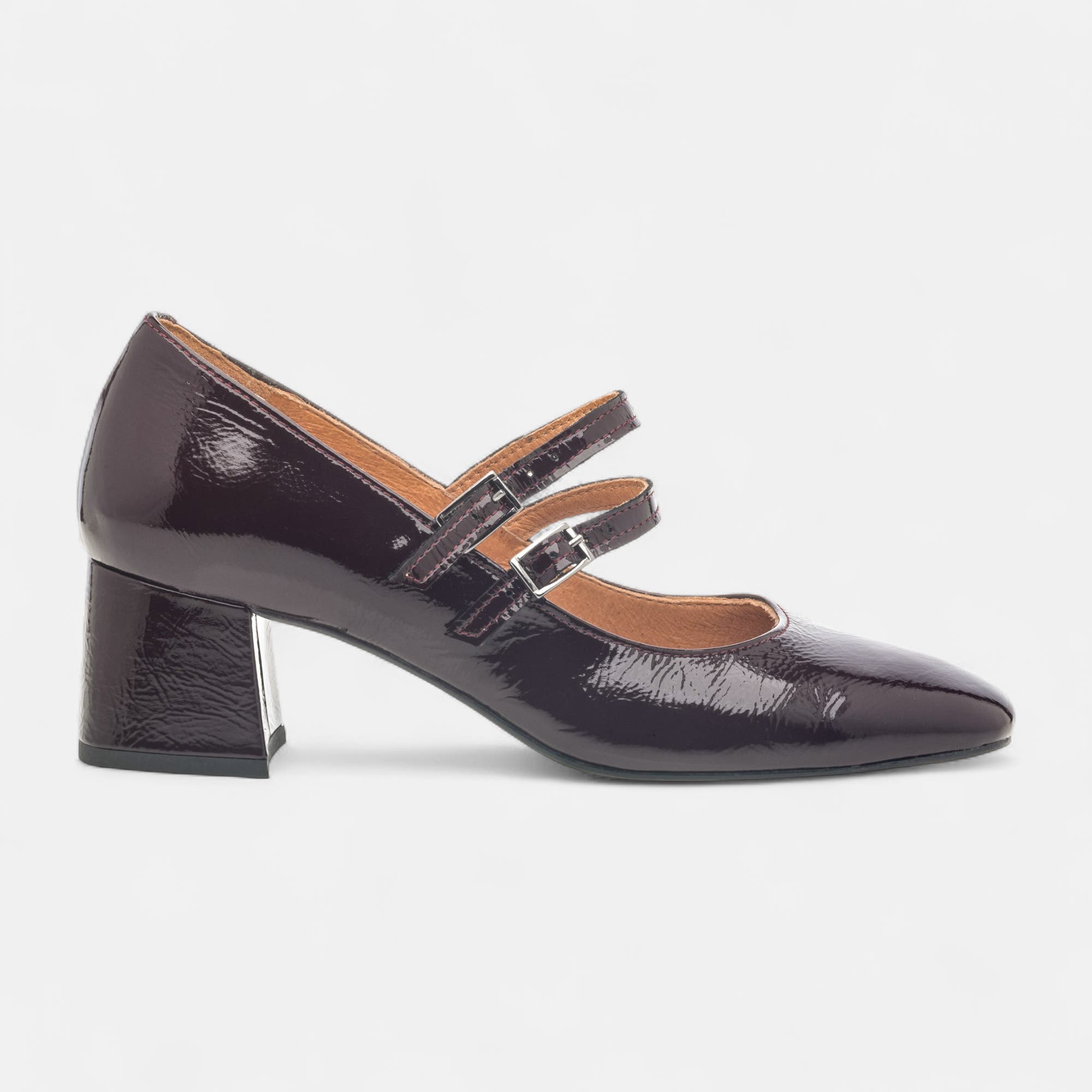 Babies à talon Femme en cuir bordeaux