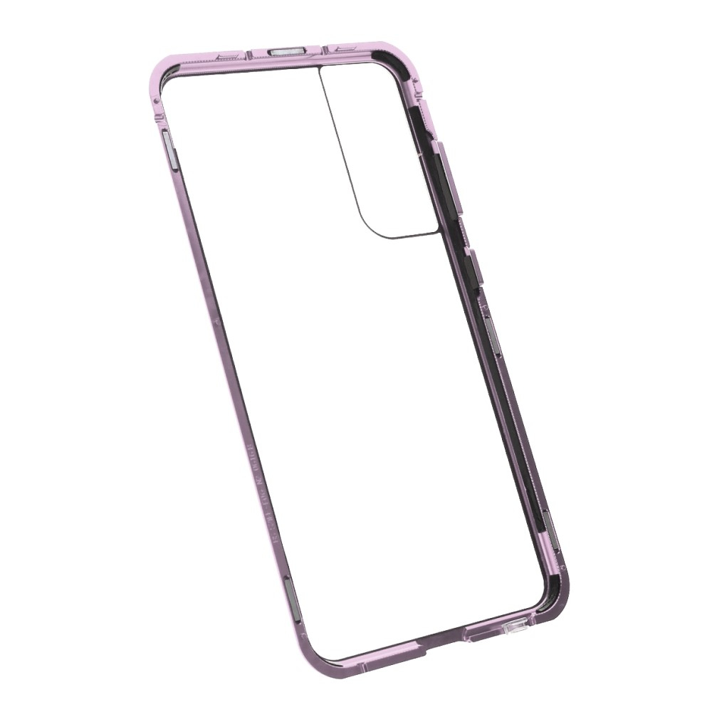 Samsung Galaxy S21 FE 5G Magnetische Alu Schutzhülle mit Panzer Glas Backcover   Displayschutz (Magnet-Technologie) - Lila