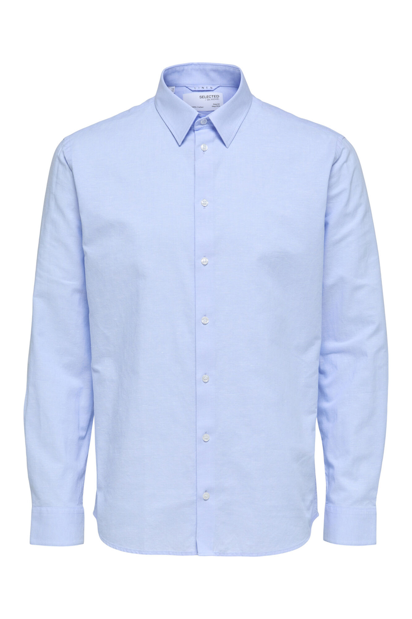 Camisa de manga comprida em linho e algodão reciclado - Azul