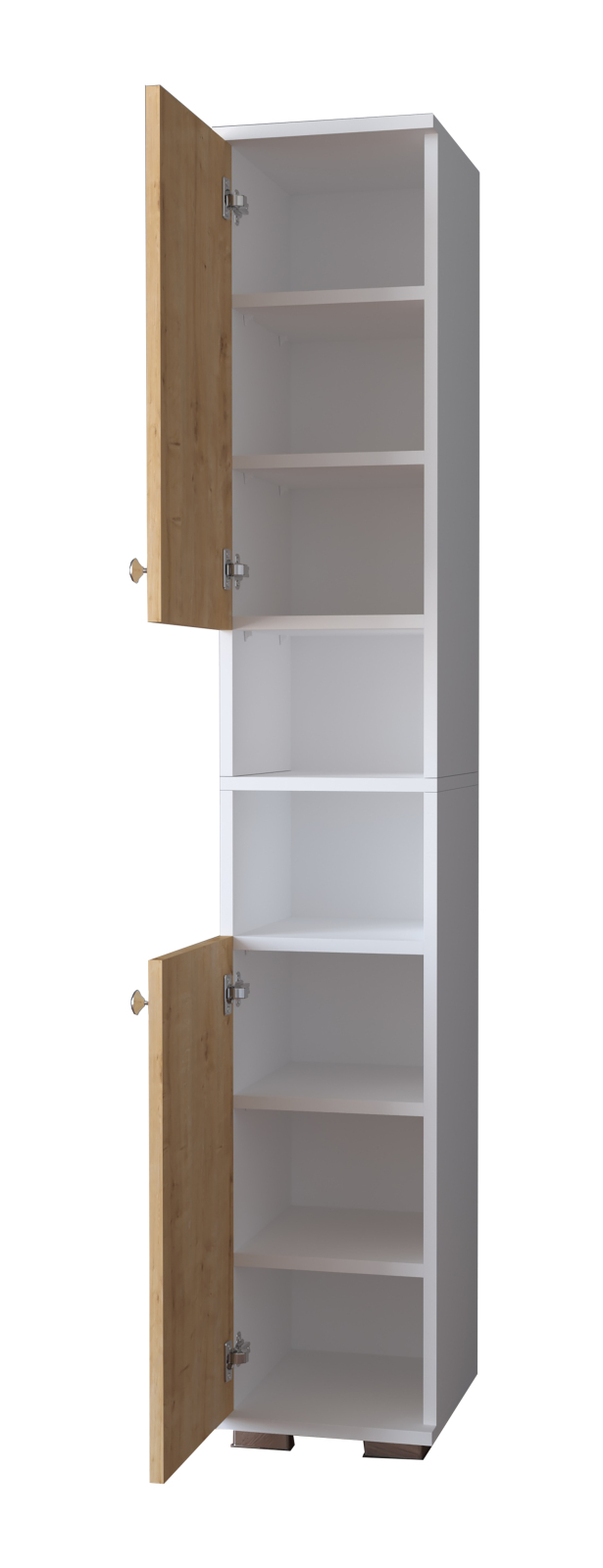 Schuhschrank GADOS M - weiß-Honig Eiche - 8 Fächer - 178 cm