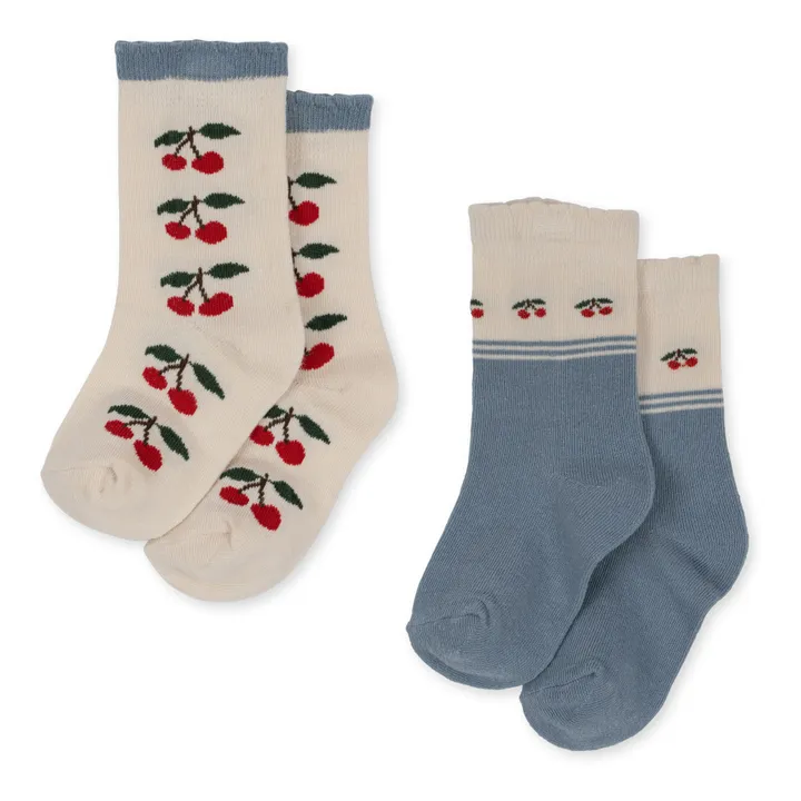Konges Sløjd Lot 2 Chaussettes Cerises Coton Bio | Ecru