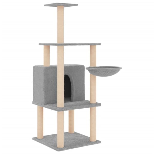 vidaXL Kattetre med klorestolper i sisal lysegrå 132 cm