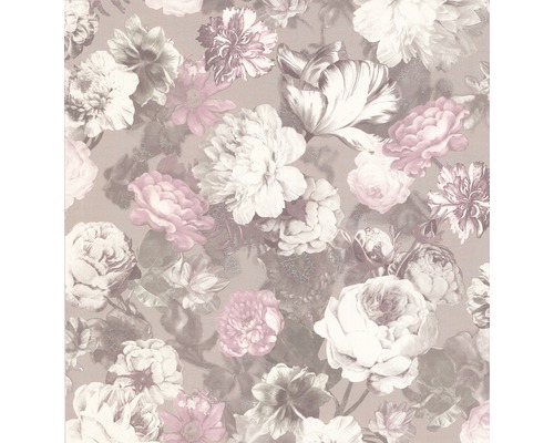 Vliesbehang 02513-70 bloemen bruin beige