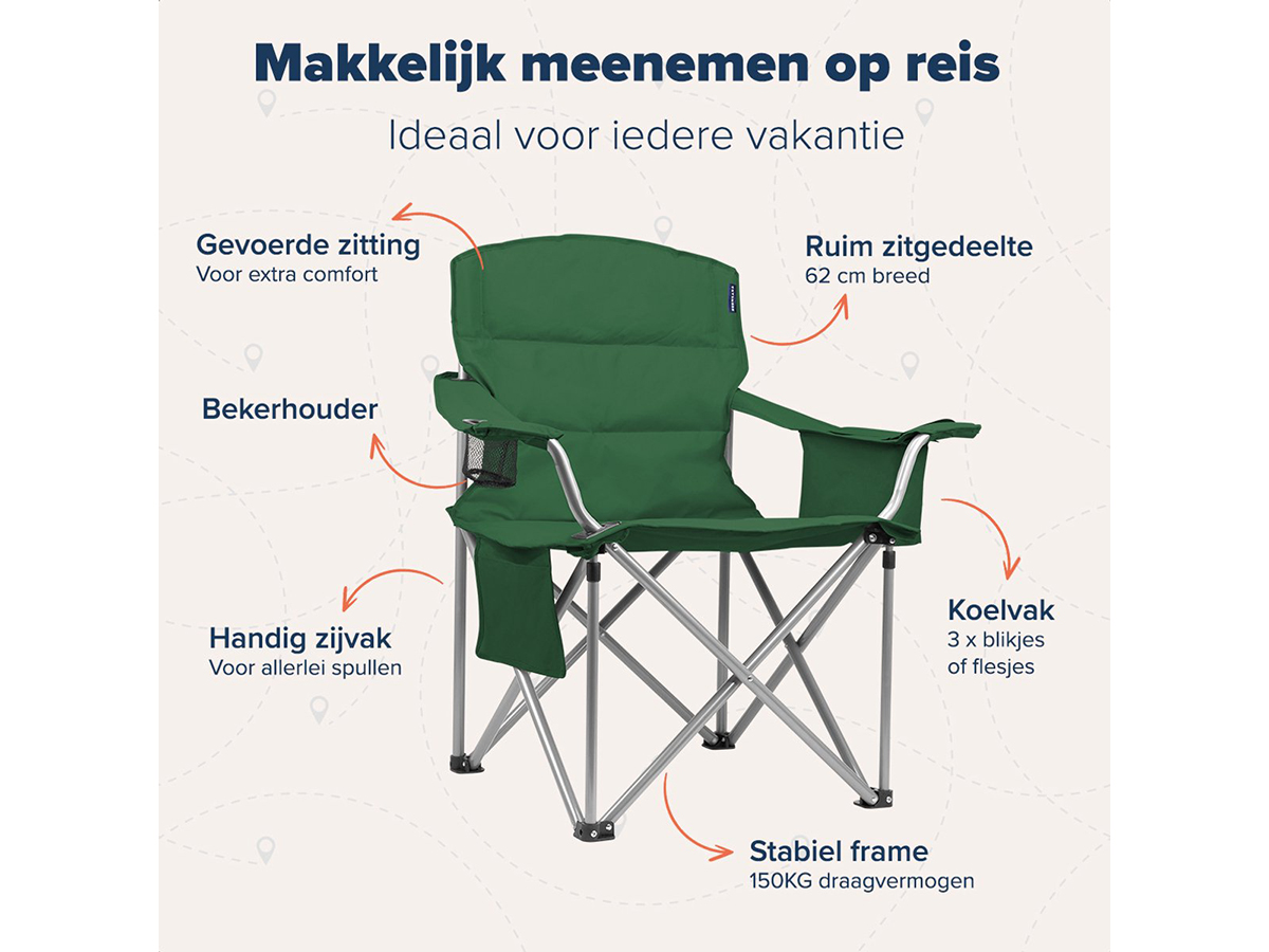 TRVLMORE XL Green vouwstoel met koelvak - Set van 2