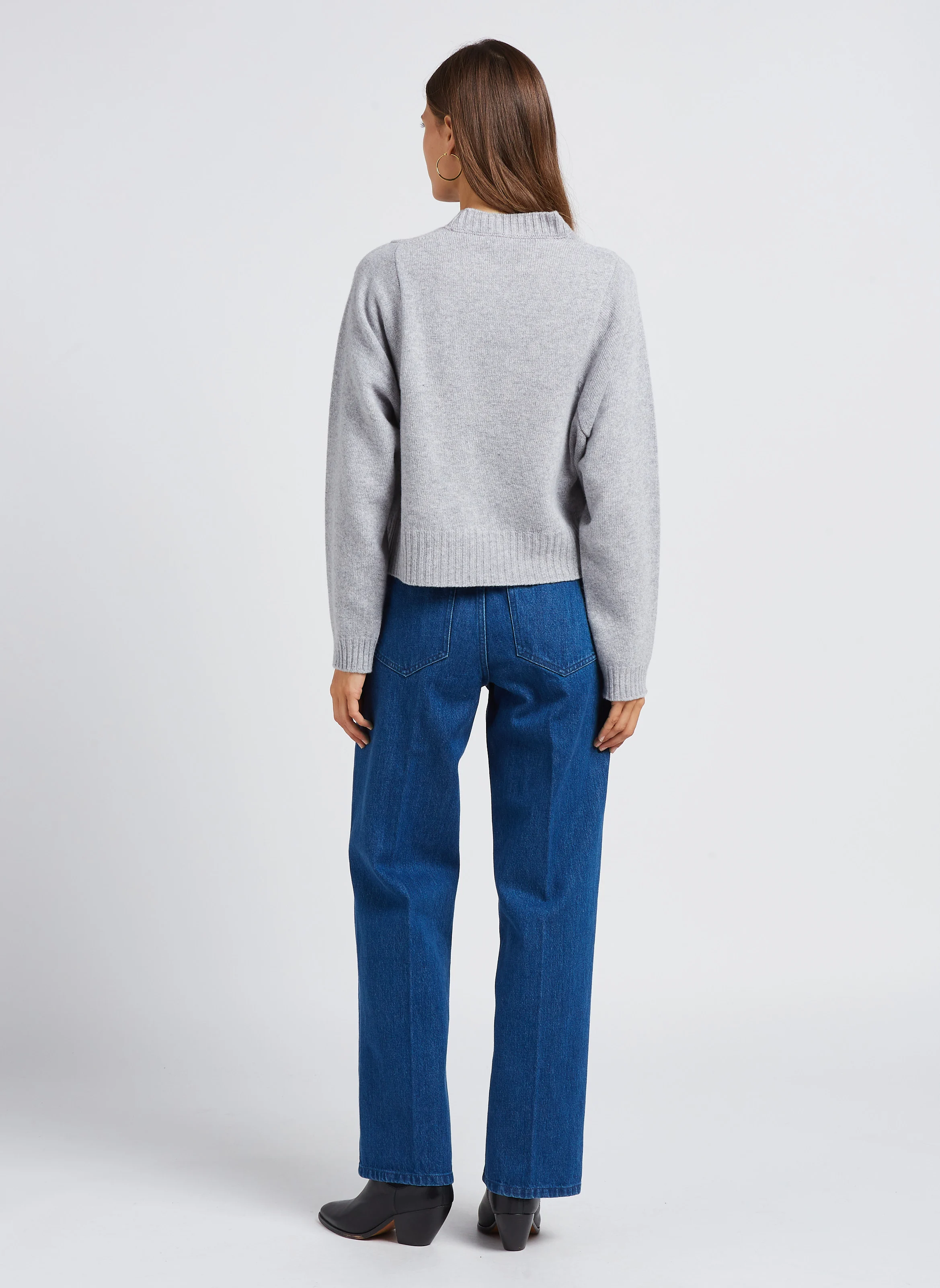 Pull oversize col rond en laine et cachemire | Gris