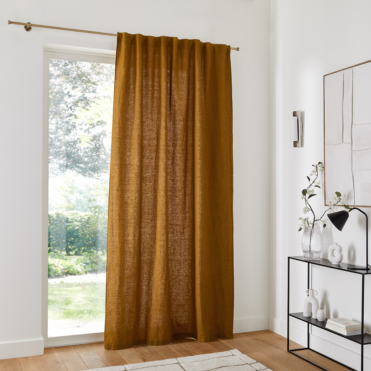 LA REDOUTE INTERIEURS<br>Cortina de linho com acabamento em viés franzido, Elba