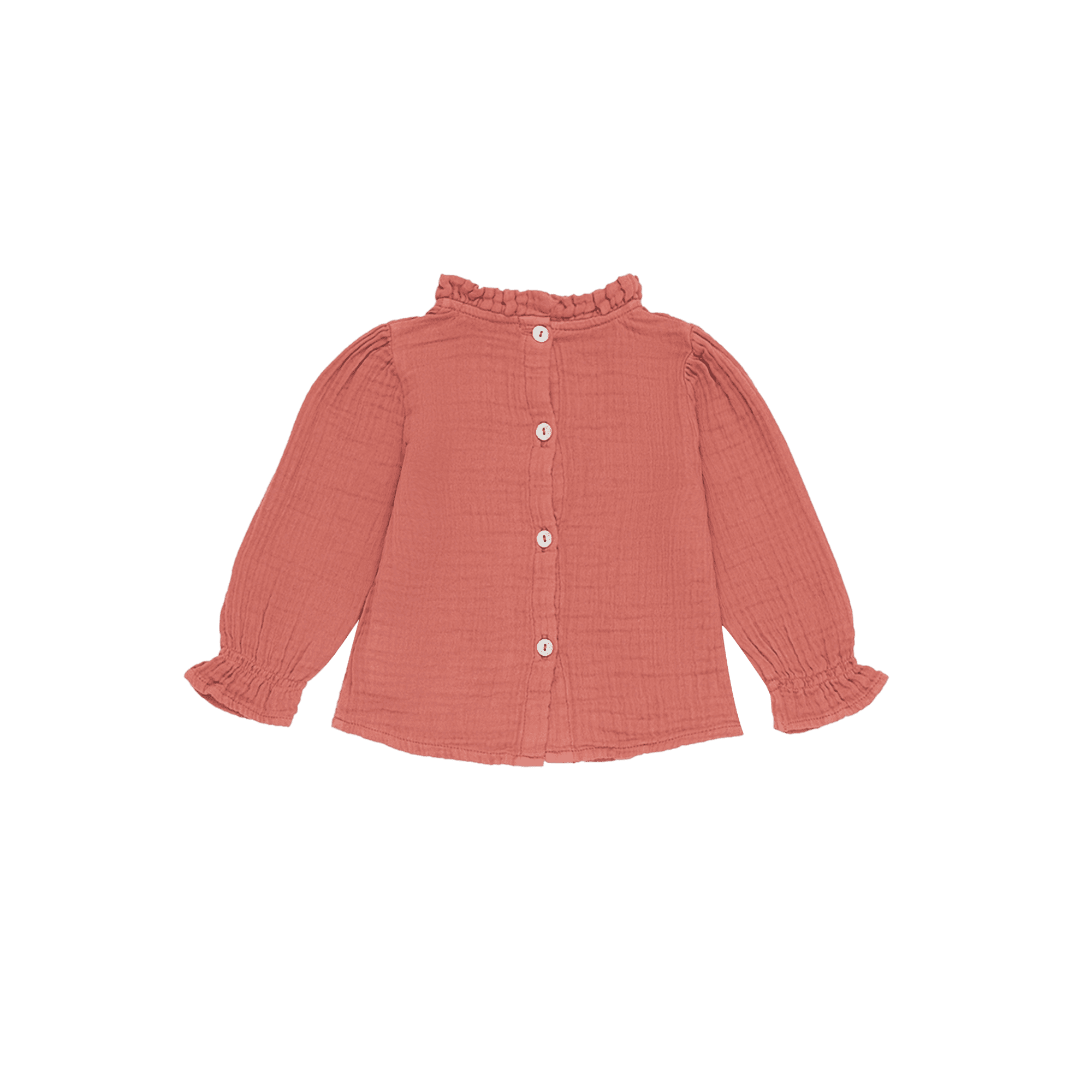 JULIETA - Blouse col montant en gaze de coton | Orange