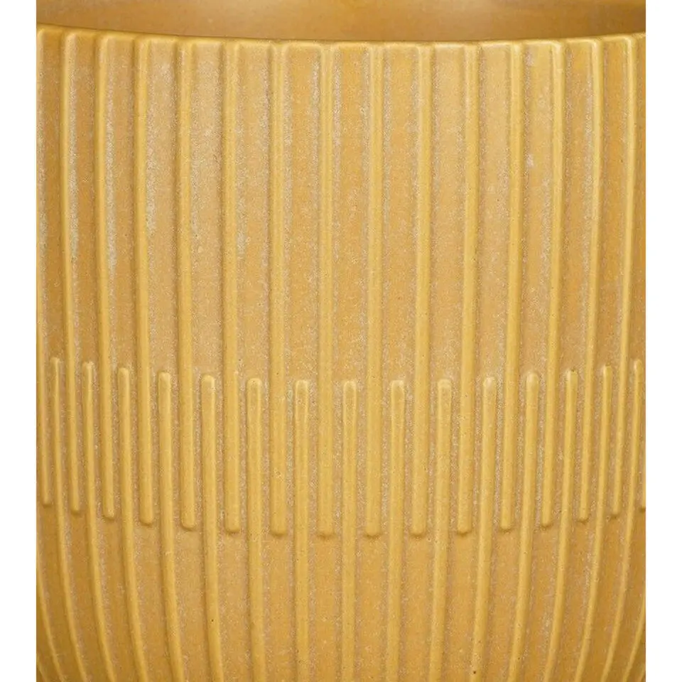 Mica Decorations - Plantenpot - okergeel - stripes - D17.5xH16 cm