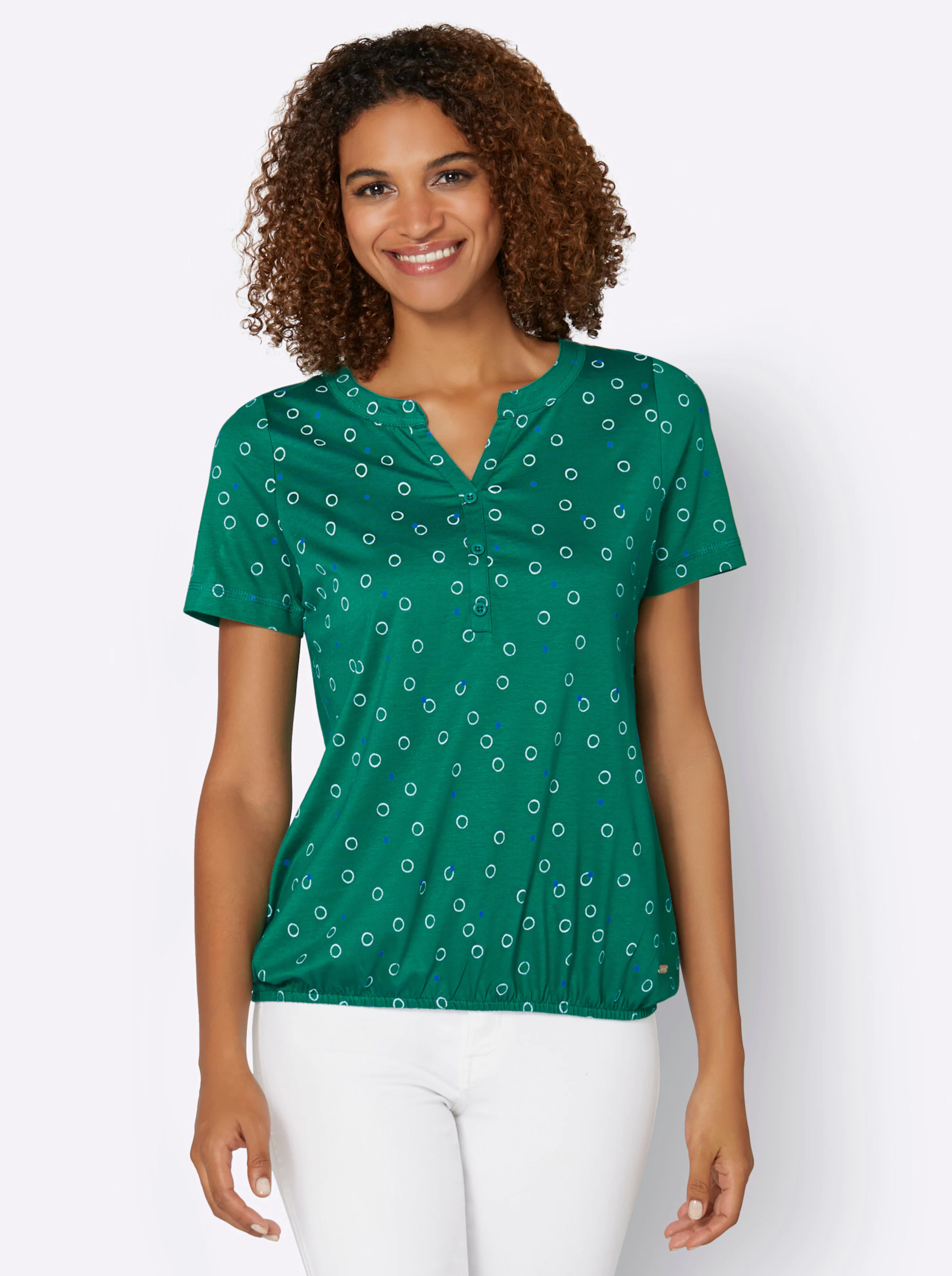 Print-Shirt in grün-weiß-bedruckt