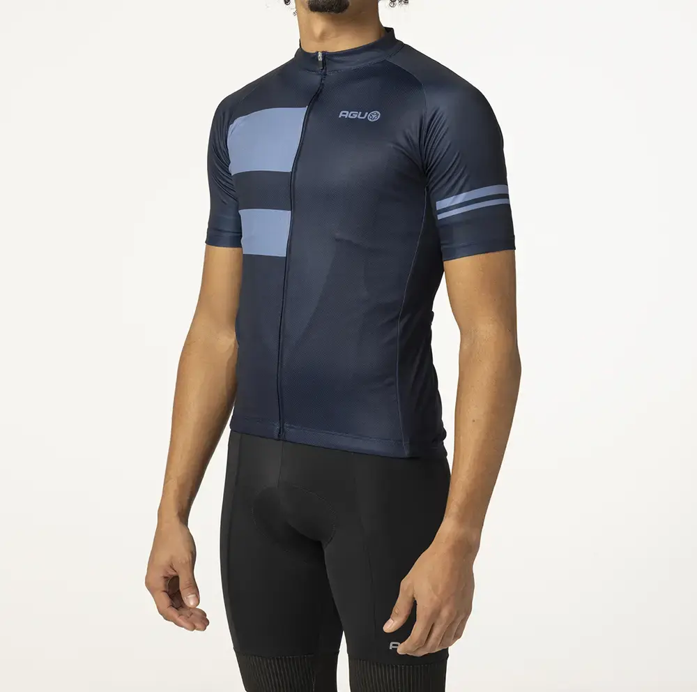 AGU Stripes Essential Fietsshirt Korte Mouwen Donkerblauw Heren