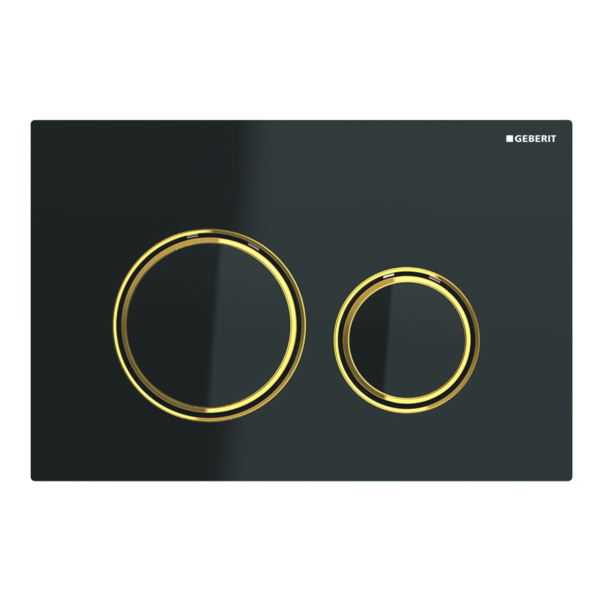 Geberit Sigma 50 drukplaat glans zwart met gouden knoprand