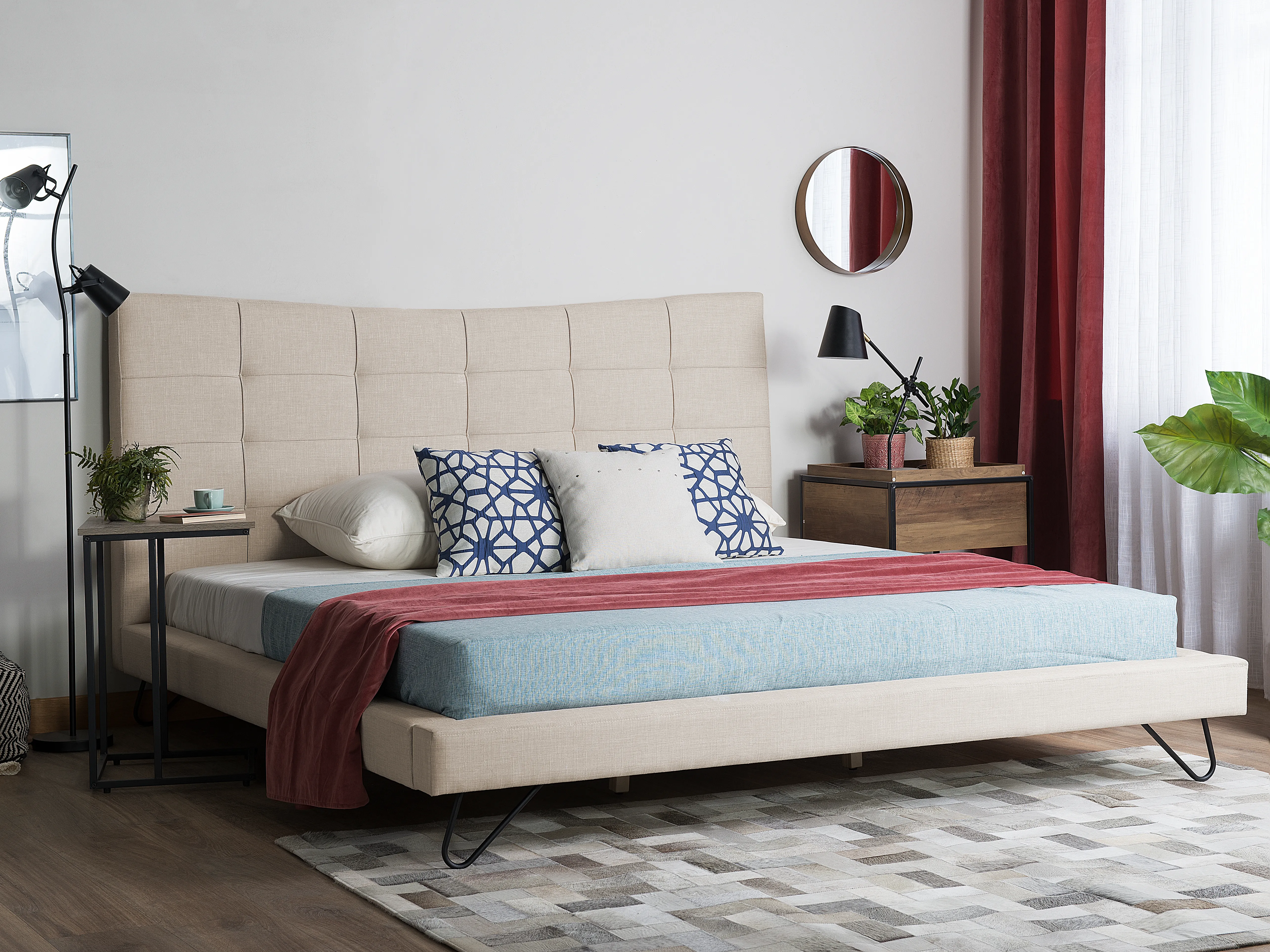 Bed Stof LANNION 180 x 200 cm Lichtbeige