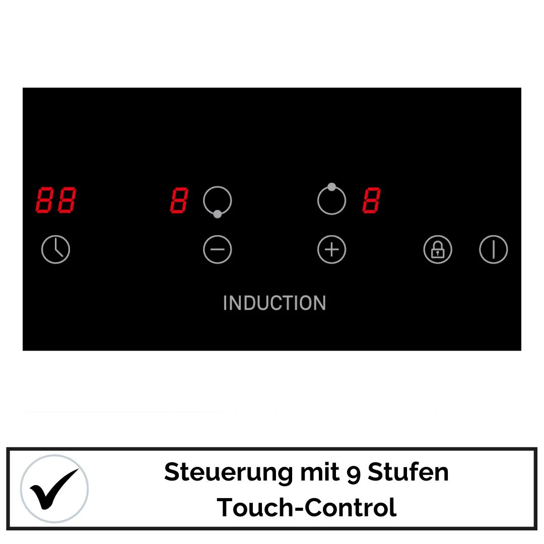 YUNA Induktionskochfeld CALOR EBKI2, Glaskeramik, Touch Control