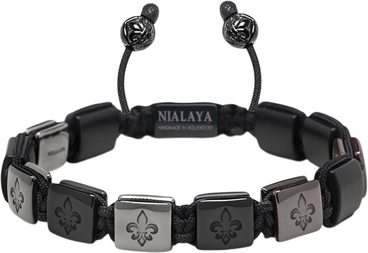 Nialaya Men's Ceramic Flatbead Bracelet in Red and Matte Black Red / black