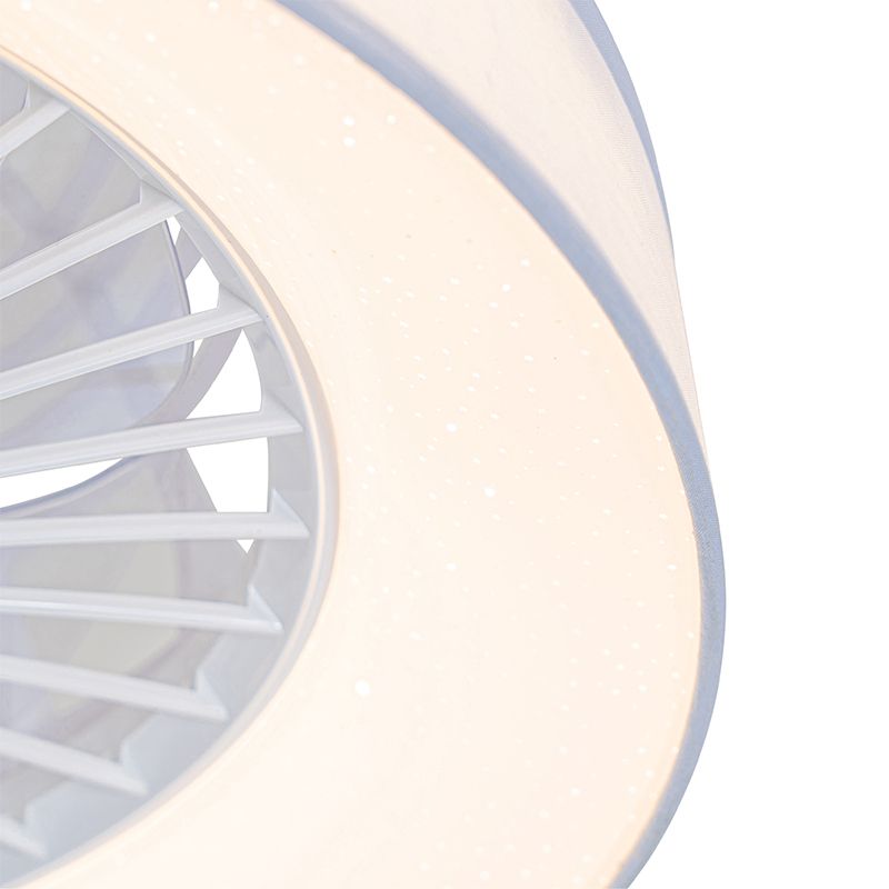 Plafondventilator wit met ster effect 47cm incl. LED dimbaar met afstandsbediening - Emily