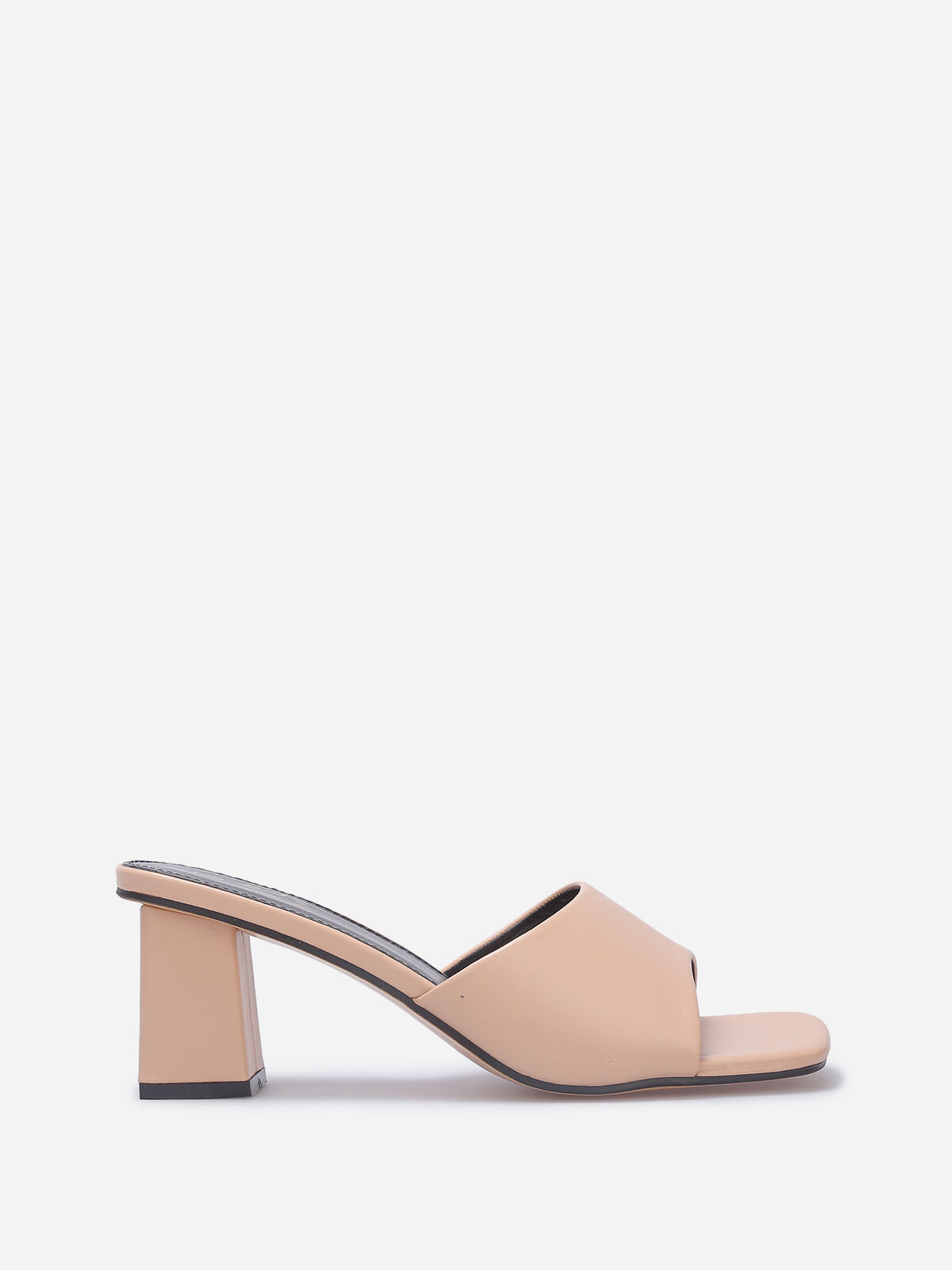Mules à talon carré- Beige