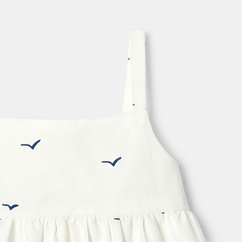 Robe à bretelles en coton bio blanche bébé fille Absorba