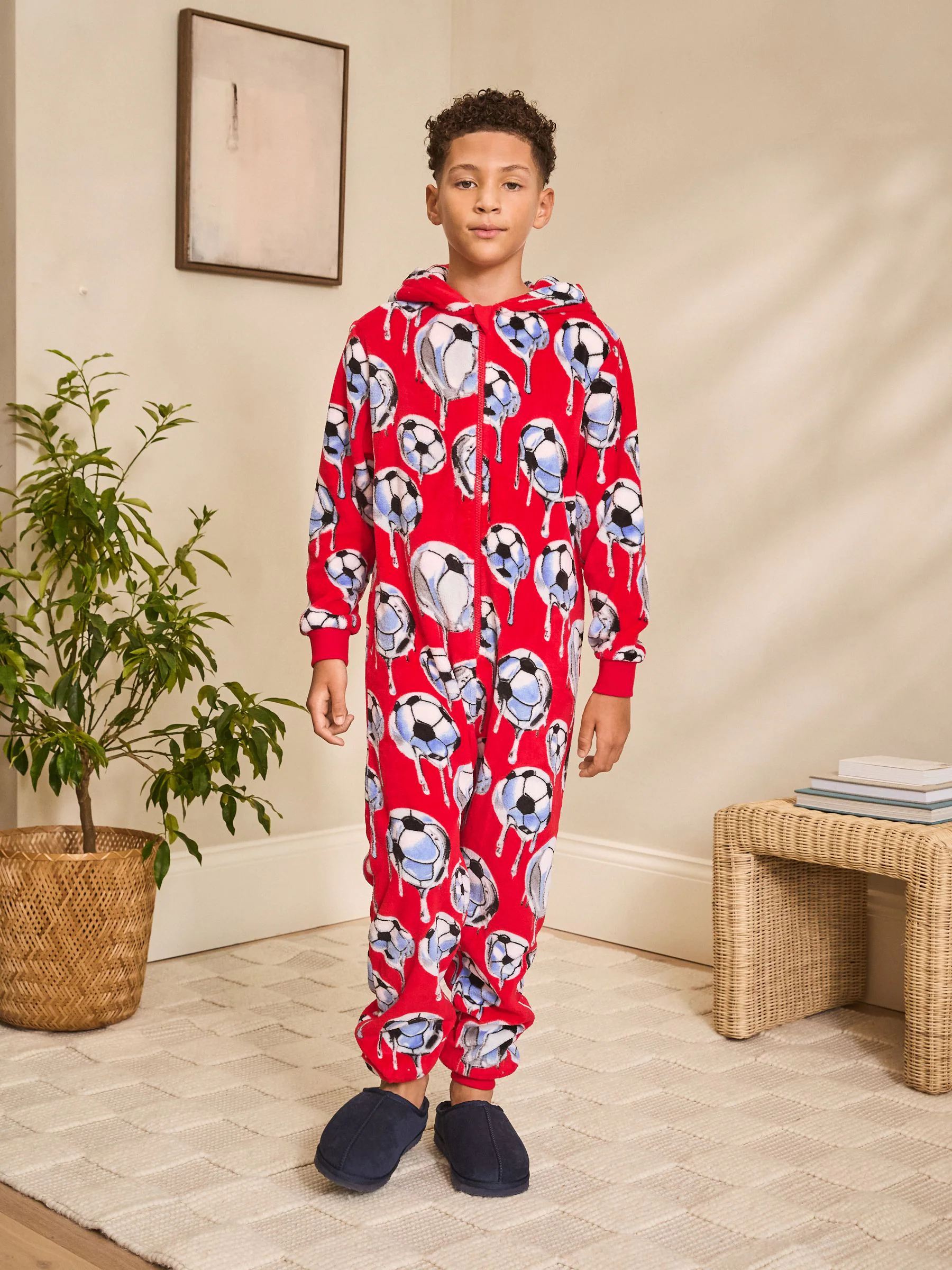 rode voetbal - Fleece onesie (3-16 jr)