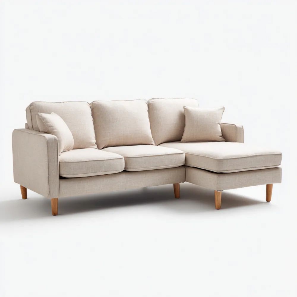 Ecksofa Stoff 200x80x85 cm - Beige - Modernes Design